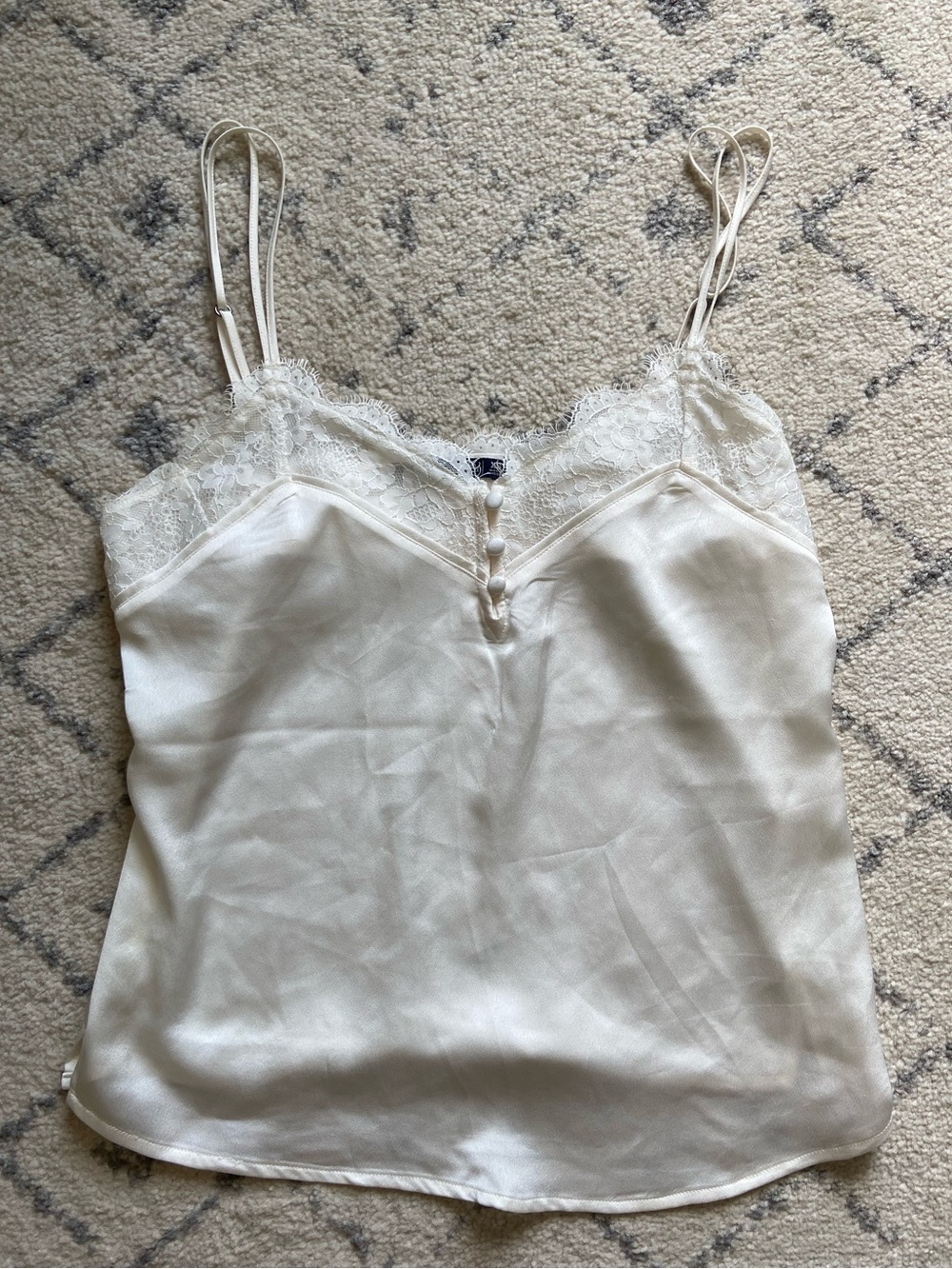 Abercrombie & Fitch Cream Lace-Trim Satin Cami